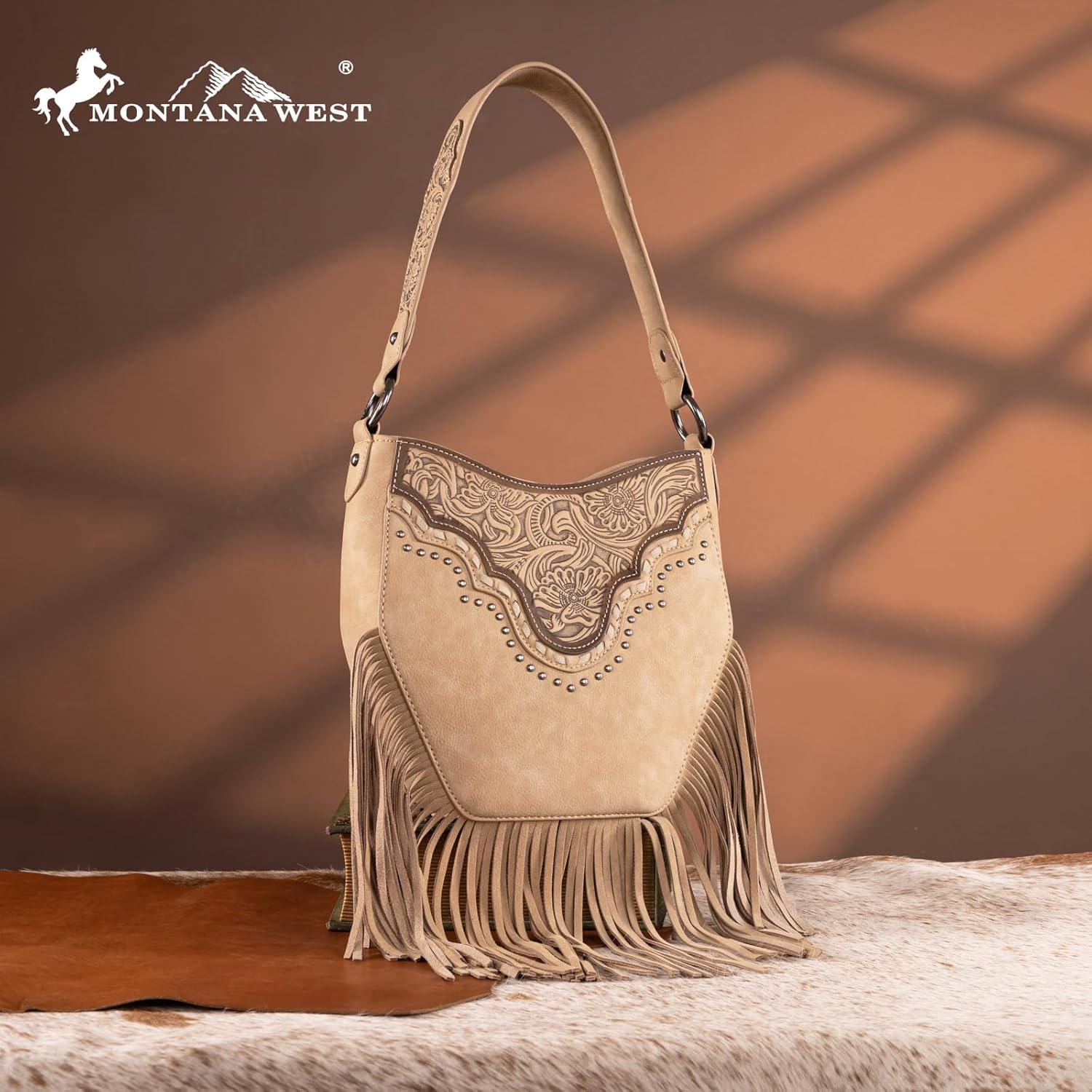 Montana West Fringe Shoulder Bag for Women Western Tooled Hobo Tote Bag Purses - Image 3