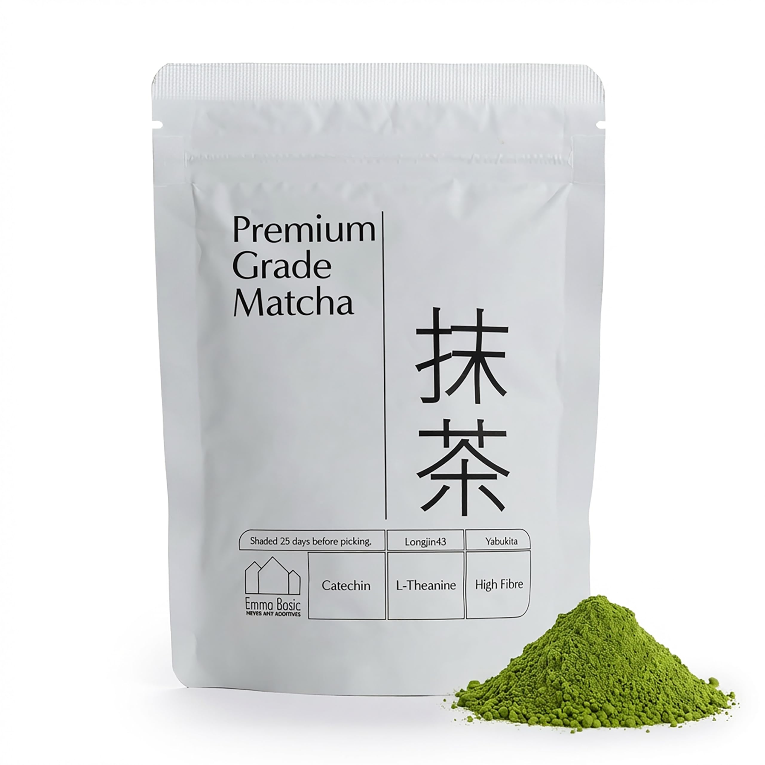 Emma Basic Matcha Powder 100g | Premium Grade for Lattes | Longjing 43 & Yabukita | Shaded Pre-Harvest | Pure, No Additives