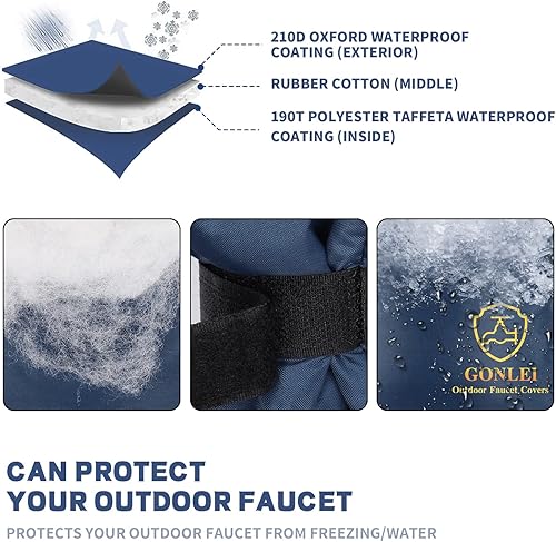 Miniatura 2 de GonLei Paquete de 2 cubiertas de grifo para exteriores de 5.5 pulgadas de ancho x 7.4 pulgadas de alto, cubierta de aislamiento para manguera de