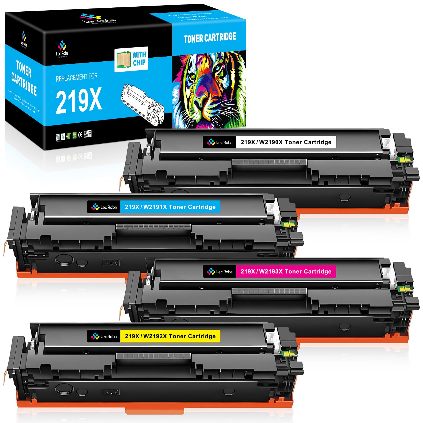 LeciRoba W2190X do HP 219X 219A W2190A toner do HP Color LaserJet Pro MFP 3302FDW 3302SDW 3302FDN 3302FDNG 3302SDWG 3302FDWG Color LaserJet Pro 3202DW 3202DN drukarka (z chipem, zestaw 4 szt.)