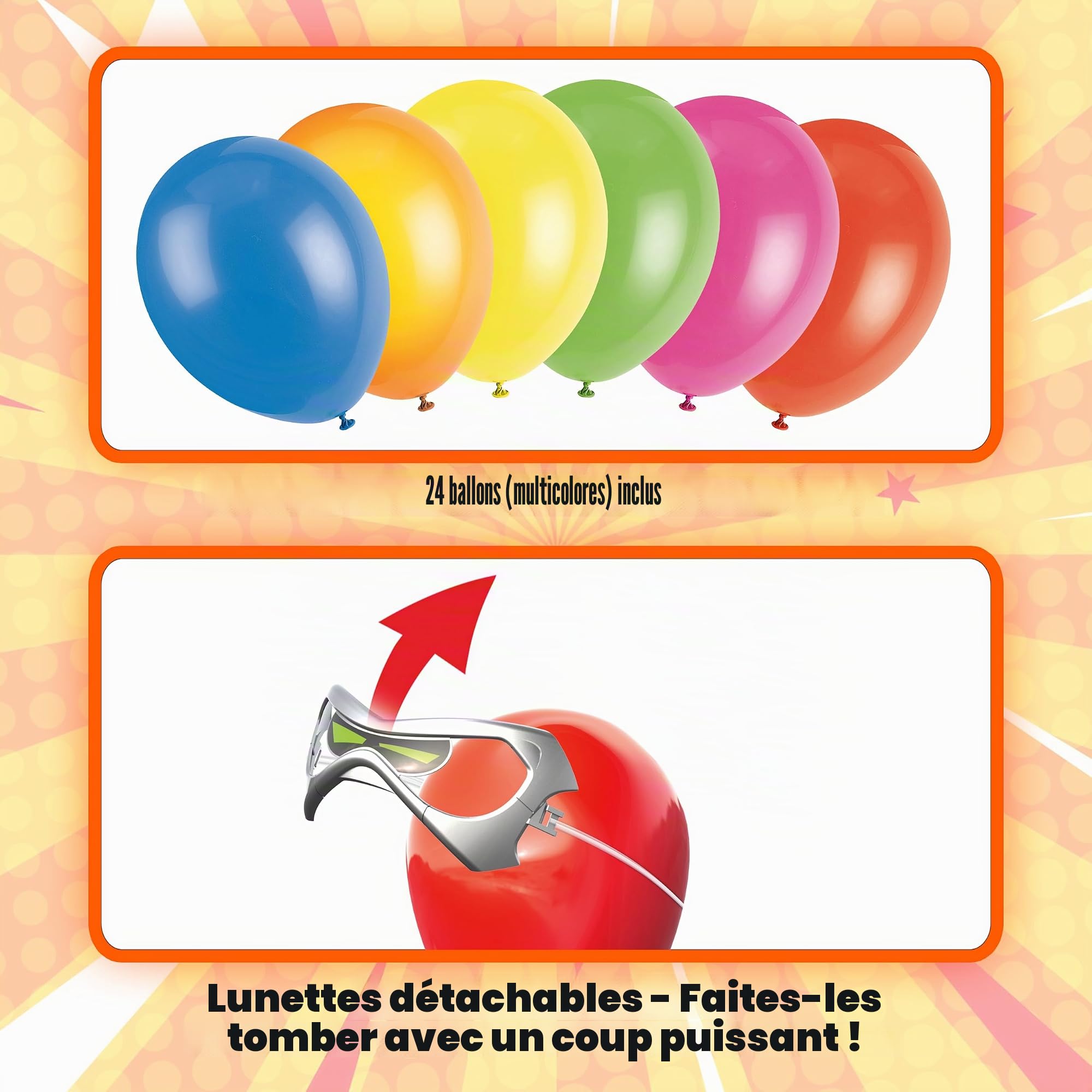 YCOO Pack 2 Robots Kombat Ballon Télécommandé 14cm, Coloris aléatoire, Explose la Tête de ton Adversaire, Jouet avec Effets sonores Et Lumineux, Dès 5 ans