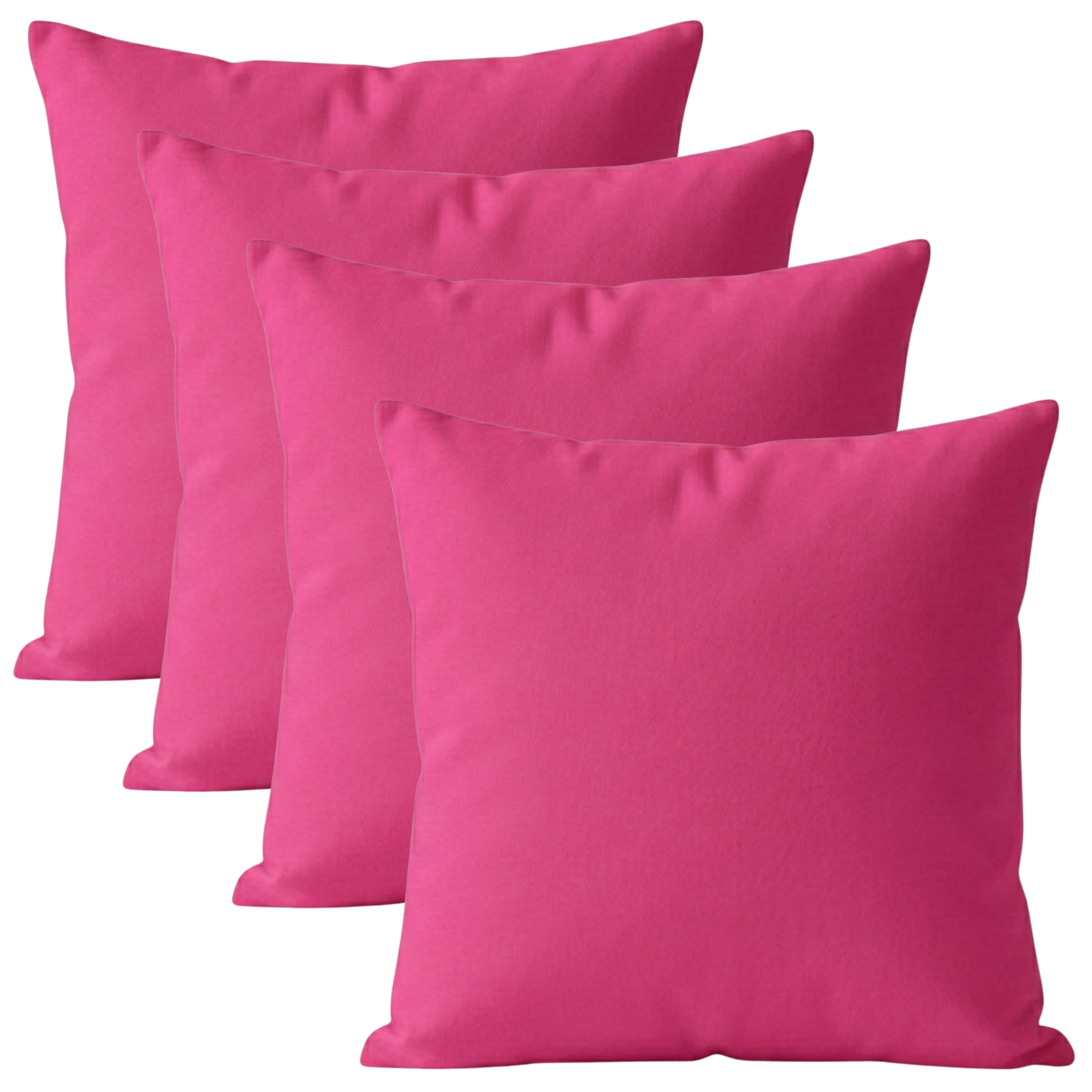 Decorative Cushion Covers Pack of 4 (Plain Fuchsia, 30L x 30W)