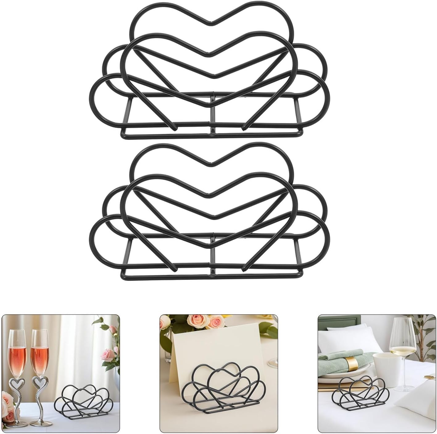 2pcs Iron Napkin Holder Heart Shaped Freestanding Tabletop