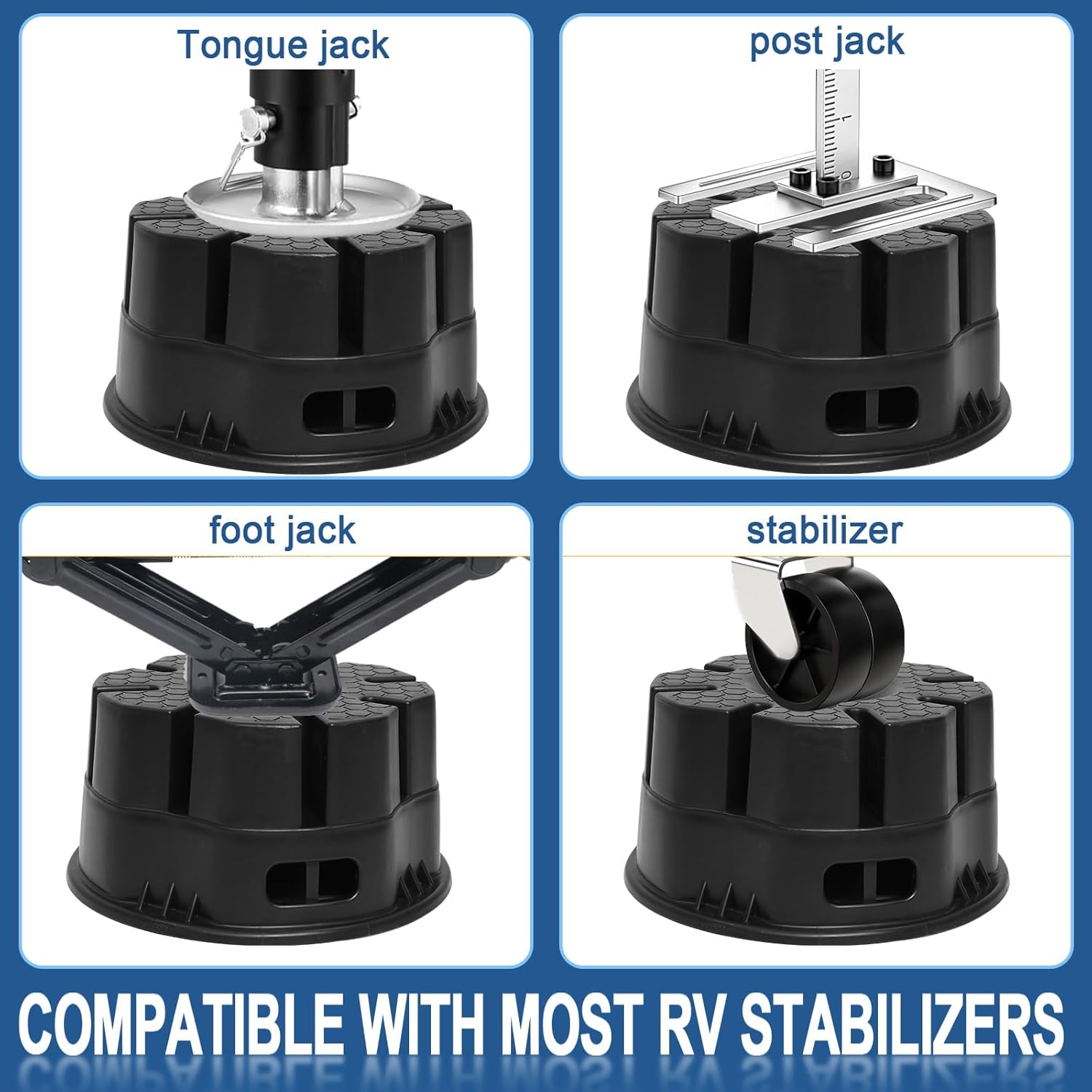 4 Pack 6'' Trailer Jack Blocks with Storage Bag, 20,000 lbs RV Leveling Blocks for RVs, Heavy Duty Camper Jack Blocks for RV Jacks & Stabilizers