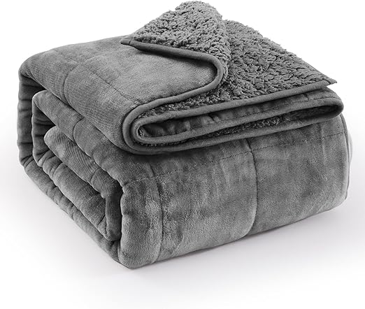 Super Fuzzy Soft Sherpa Fleece Weighted Blanket, 20 lbs Dual Sided Fluffy Heavy Weighted Blankets for Adults - No Bunching with Double Layers of Soft Inner Lining (60"x 80", 20 Pounds)