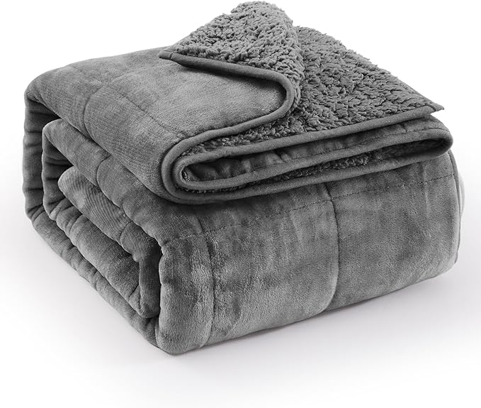 Super Fuzzy Soft Sherpa Fleece Weighted Blanket, 20 lbs Dual Sided Fluffy Heavy Weighted Blankets for Adults - No Bunching with Double Layers of Soft Inner Lining (60"x 80", 20 Pounds)