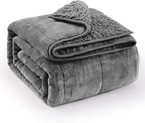 Super Fuzzy Soft Sherpa Fleece Weighted Blanket, 15 lbs Dual Sided Fluffy Heavy Weighted Blankets for Adults - No Bunching with Double Layers of Soft Inner Lining (60"x 80", 15 Pounds)