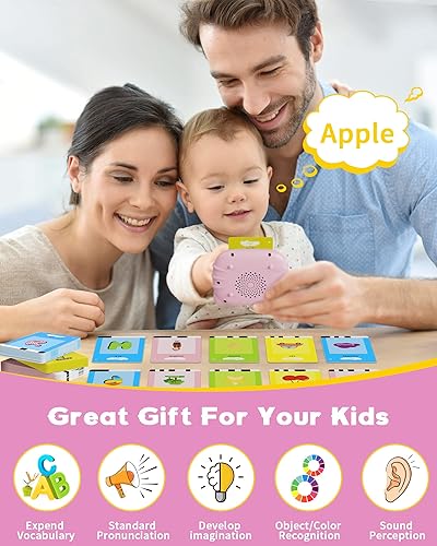 Miniatura 9 de bravokids Tablero de dibujo educativo para niños de 8.5 pulgadas, tarjetas didácticas parlantes con 112 tarjetas de doble cara para niños y niñas de