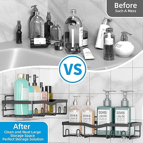 Miniatura 3 de Lixom Paquete de 3 organizadores de ducha de acero inoxidable, estantes de ducha de baño inoxidables para ducha interior, estante de almacenamiento