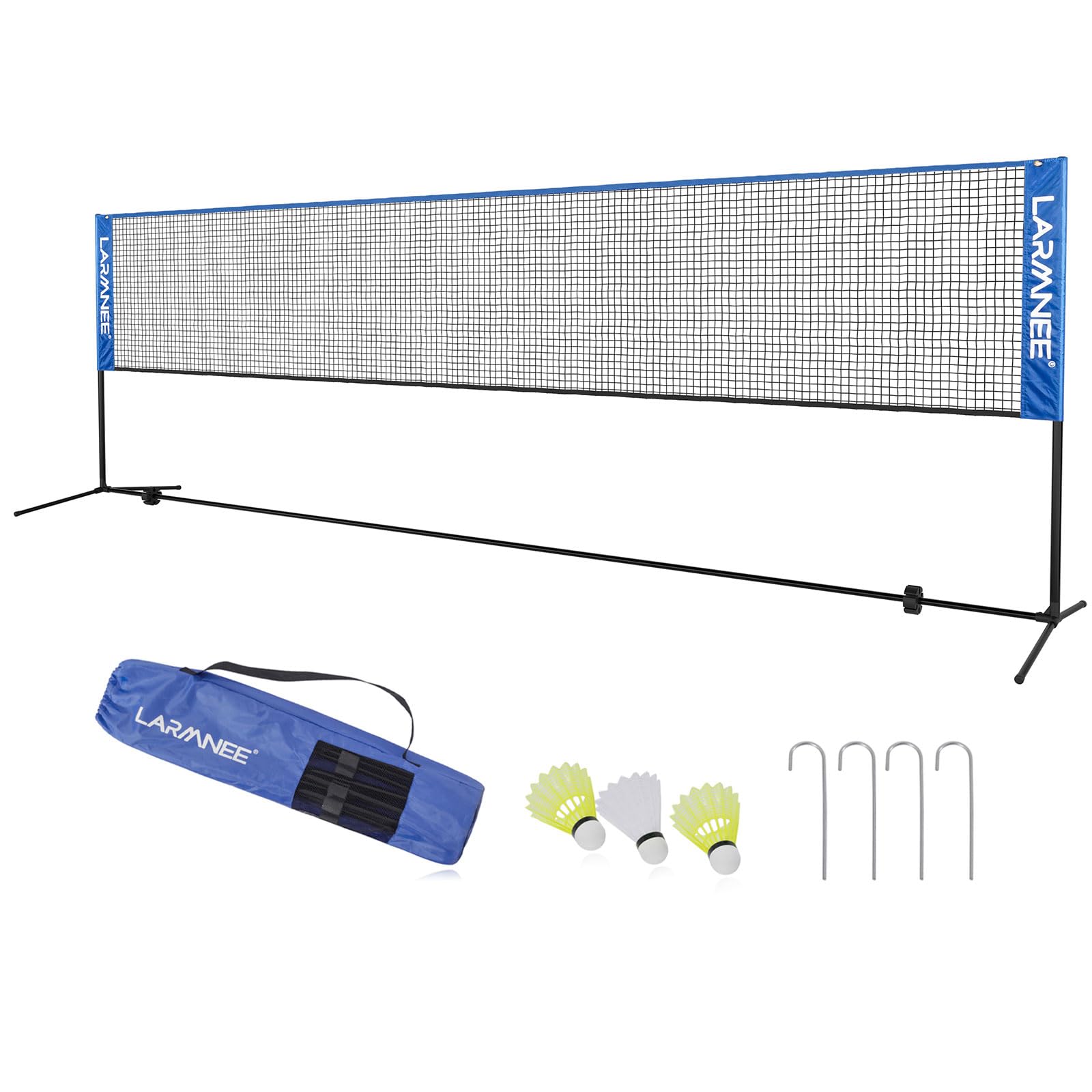 LARMNEE Red de Bádminton, Red de Tenis, Red Deportiva Portátil, Red de Bádminton Plegable, Ajustable en Tres Niveles, Juego de Rede de Entrenamiento para Exteriores Que Incluye Red