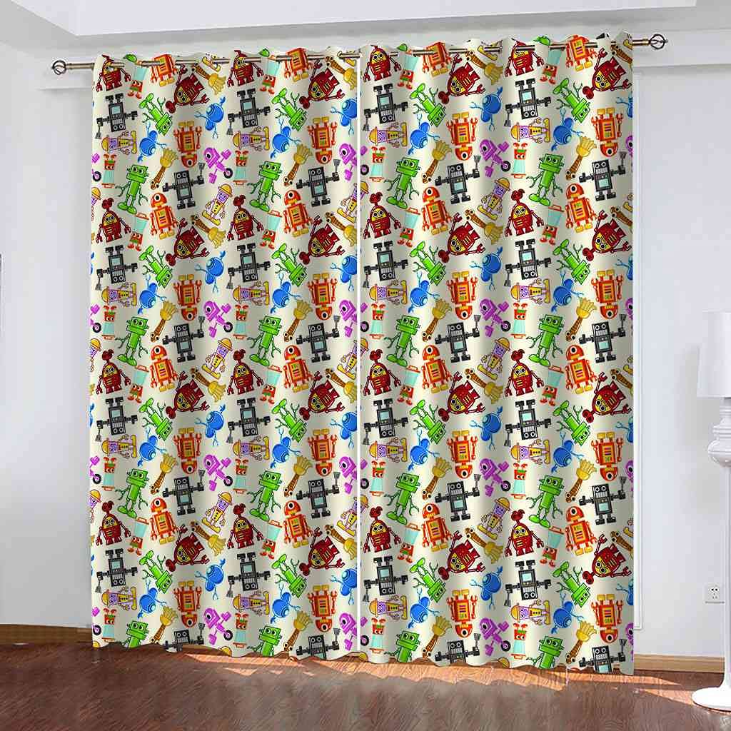 Rideau isolant thermique et phonique motif robot 264x160 cm