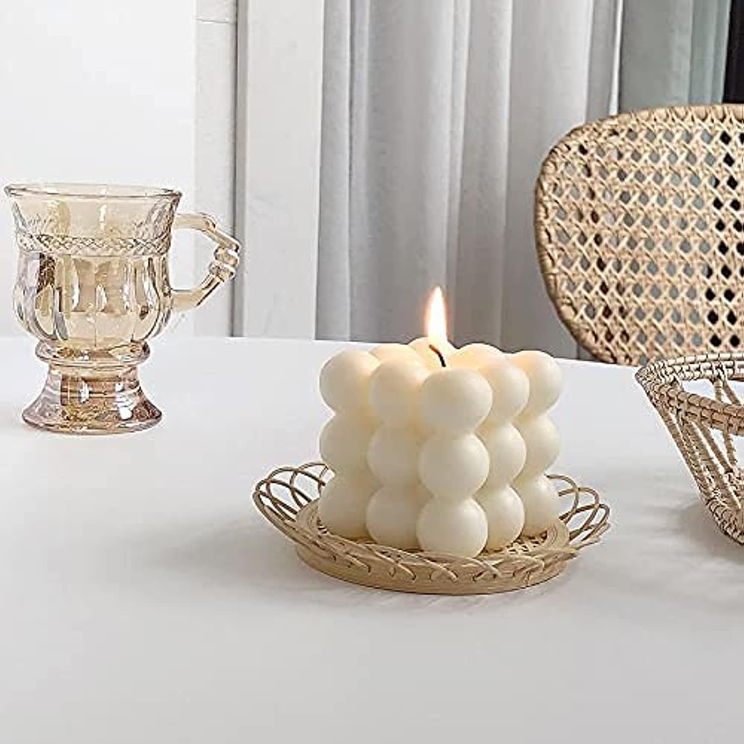 Generic Bubble Cube Soy Wax Candle - Vanilla Cream Scented - Square, Geometric Home Decor Candle - Indoor Use Only