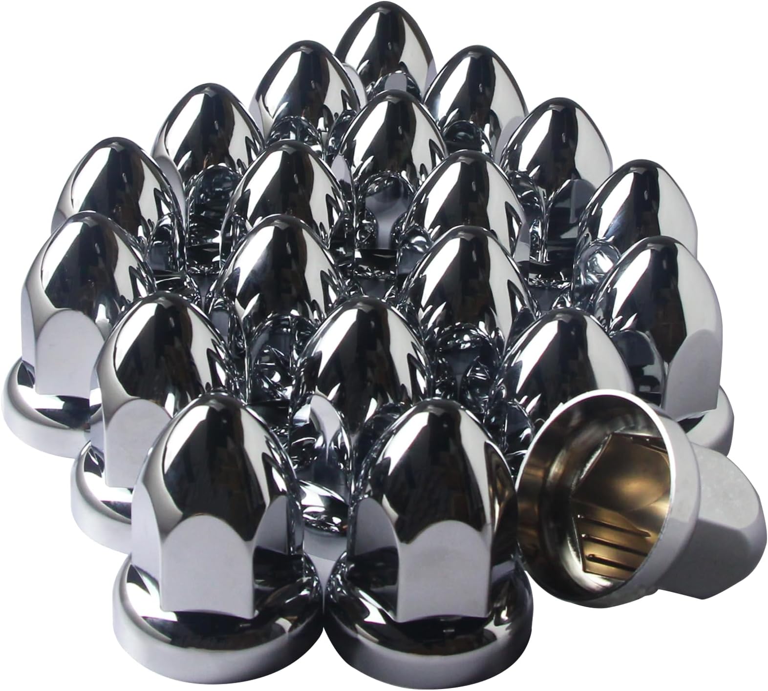 20pcs 33mm Chrome Lug Nut Covers Push On,ABS Chrome Plastic Push-on Bullet Flanged Lug Nut Covers