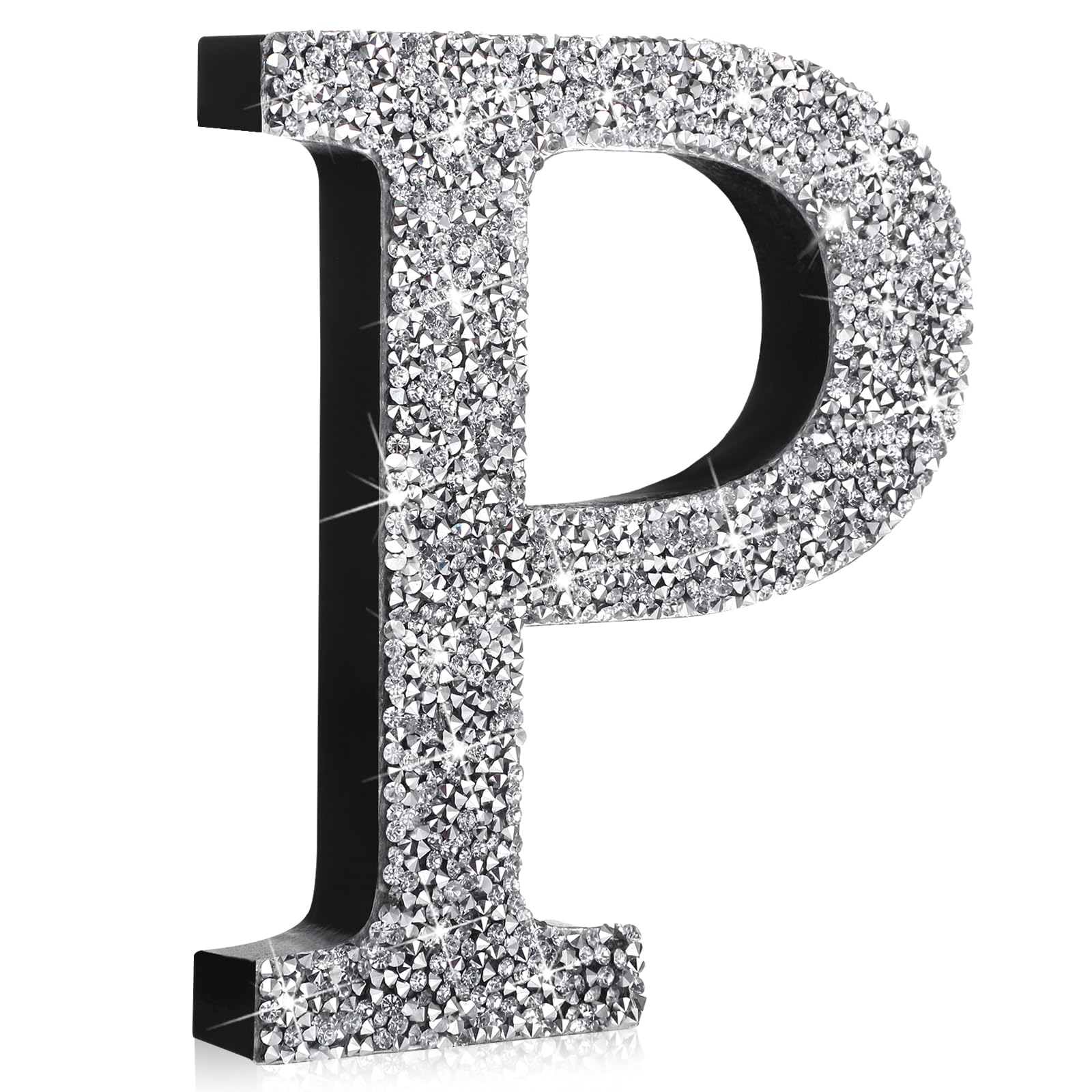 Qunclay 14.5cm Silver Crystal Diamond Bling Letters Crushed Diamond Decoration Wooden Letter with Screw and Hook Rhinestone Gift for Wedding Y2k Mcbling Bedroom Wall Decor
