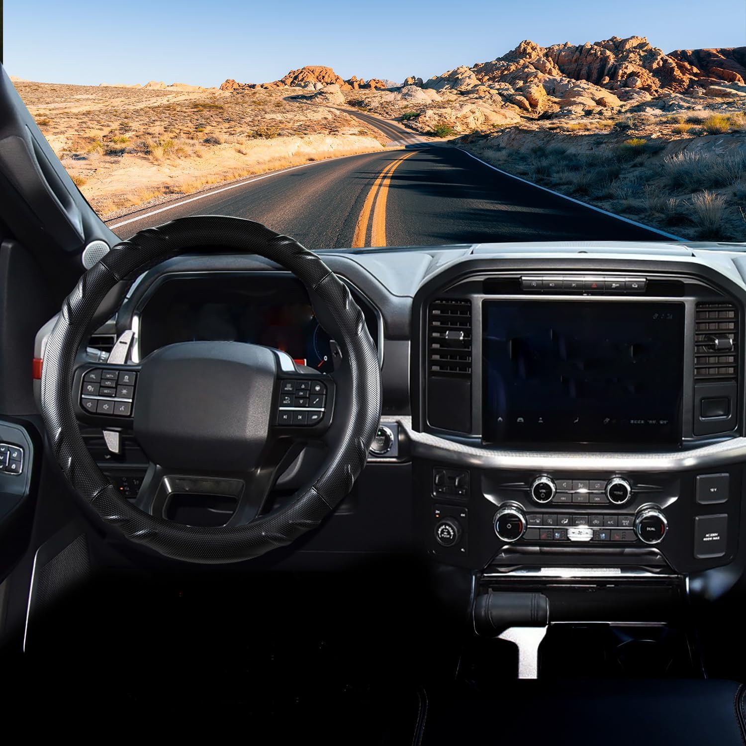 Car Steering Wheel Cover for Ford - Steering Wheel Cover for F150 F250 350, Expedition,Black - Image 2