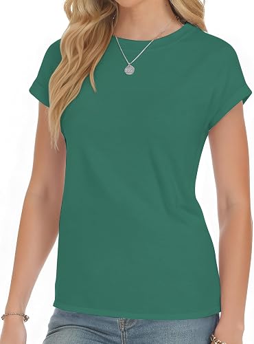 YOGINGO Short Sleeve Shirts for Women Crew Neck Tee - Fashion Summer Spring Cap 