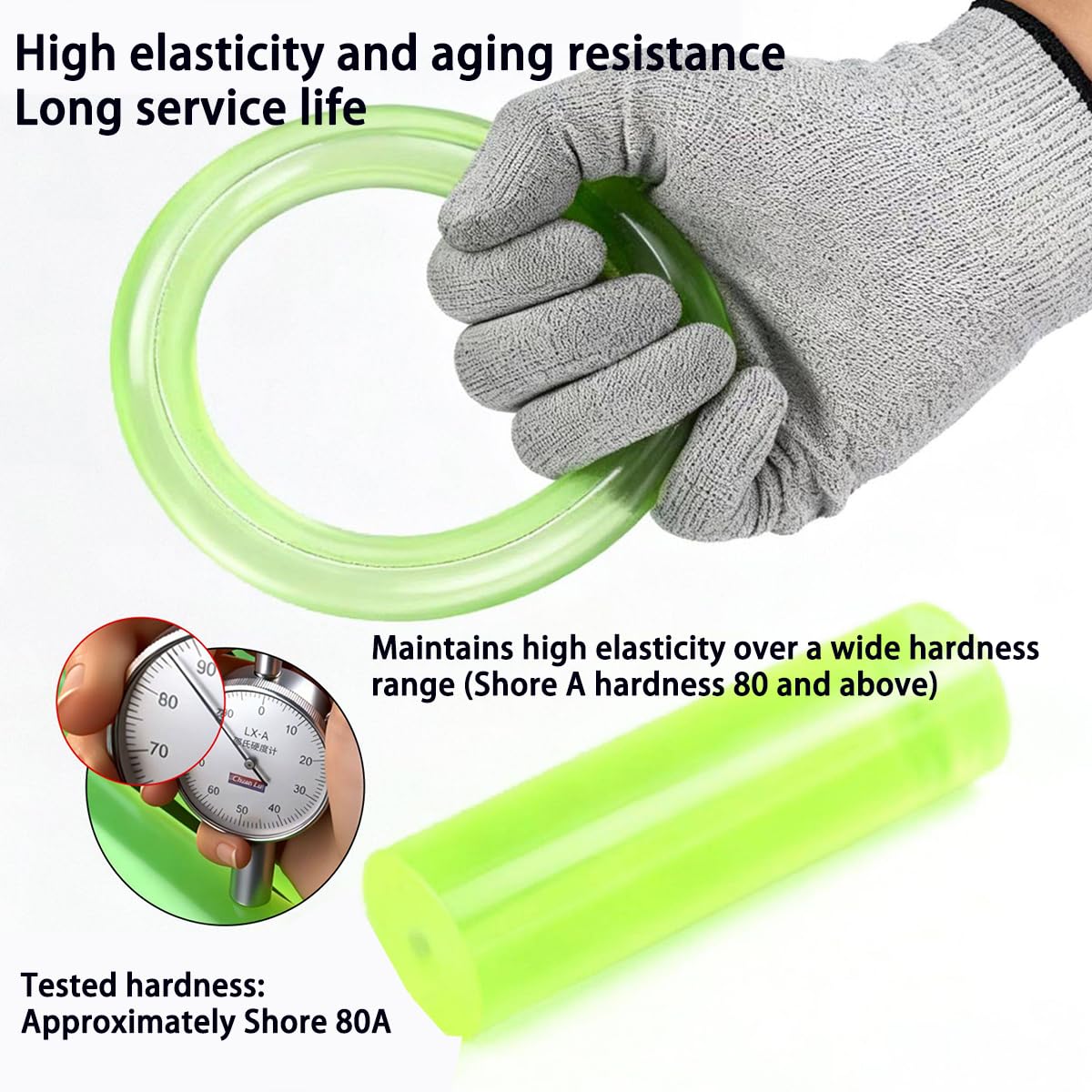 PU Poliuretano Barra Cava Gialla Trasparente, Elastomero Industriale Resistente A Usura E Pressione, per Edilizia E Industria,60mmx15mmx500mm