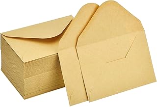 100 Pack Mini Kraft Envelopes Gift Card Envelopes Thanksgiving Envelopes Wedding Party Business Card Envelopes Small Parts Classic Flap Envelopes, 4.4 x 3 Inches