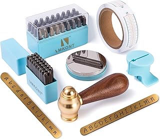 1/8 Inch (3mm) Metal Stamping Kit for Jewelry Making, 63 Pcs Letter & Number Stamps with Hammer, Bench Block, Positioning Jig & Grid Tape, A-Z a-z 0-9 Professional Jewelry Stamp Set