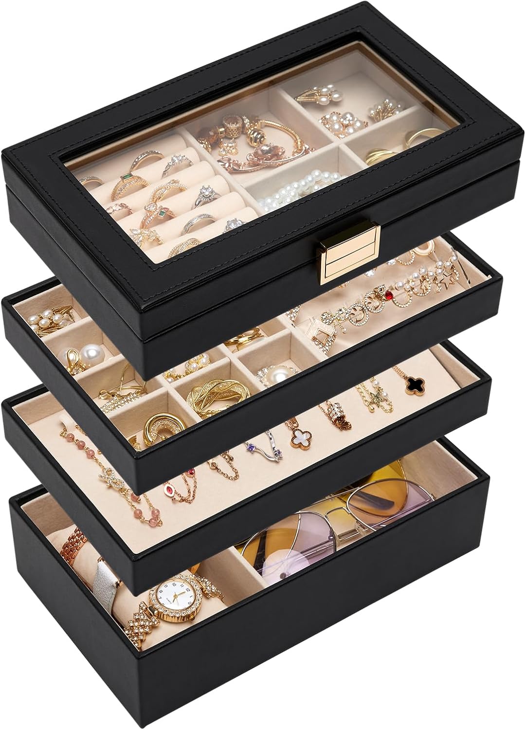 Homde Jewelry Tray | Stackable Jewelry Box - Black