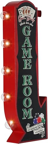 American Art Decor Decoración de pared de marquesina LED vintage, letrero de pared retro con bombillas LED, arte de pared de metal a pilas para bar,