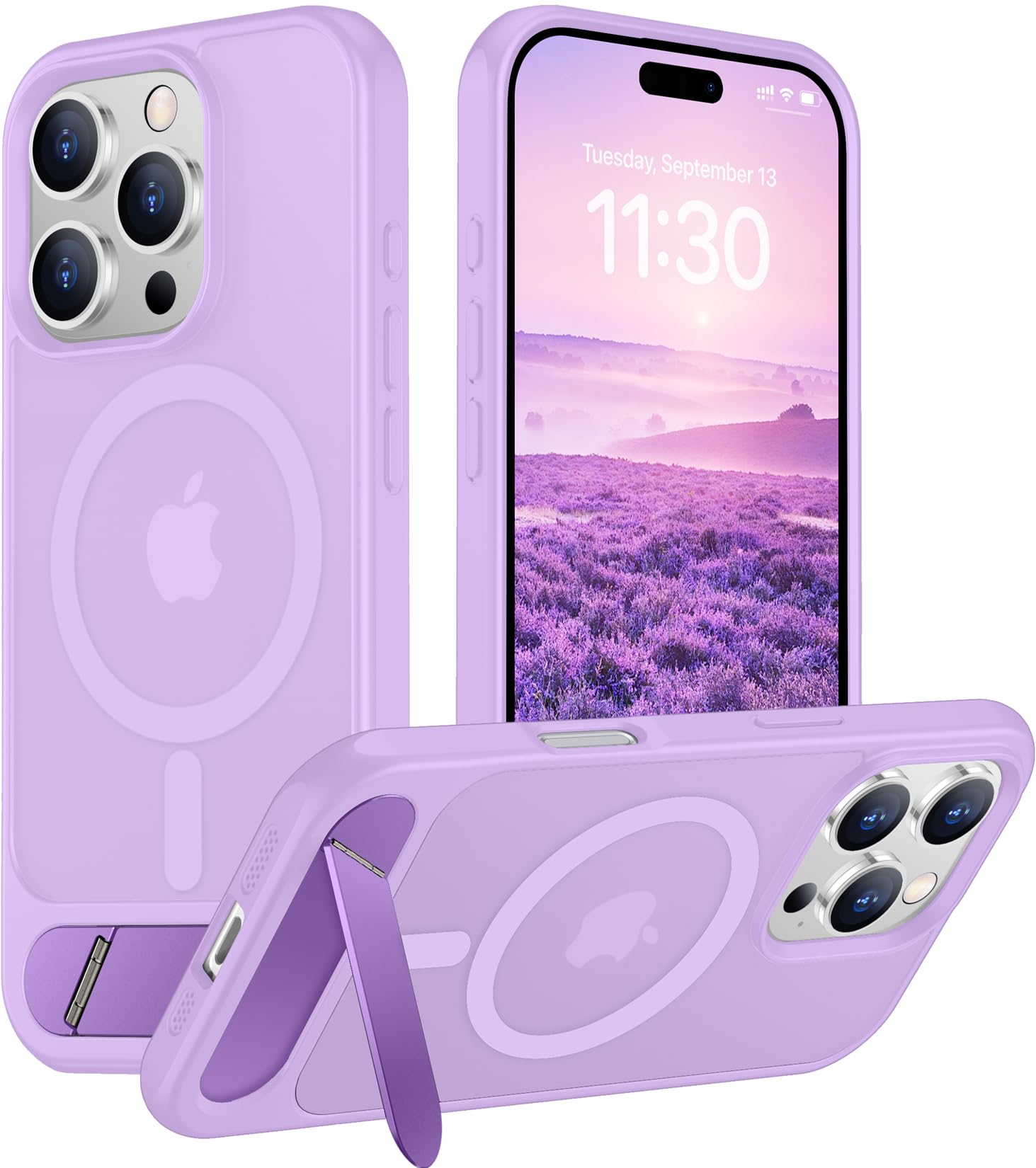 Temdan Magnetic Compatible with iPhone 16 Pro Case, [Built-in Invisible Kickstand][Compatible with MagSafe][Military Grade Shockproof] Slim Translucent Matte Phone Case for iPhone 16 Pro 6.3"