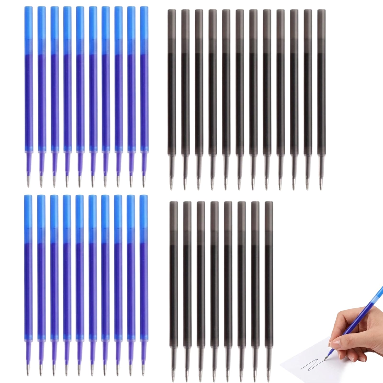 40 PCS Erasable Pen Refills, 0.5MM Pens Refills, 20 Black and 20 Blue Ink Cartridges, Suitable for Office Use and School Projects, Compatible with Various Erasable Pens, Smooth Writing Experience