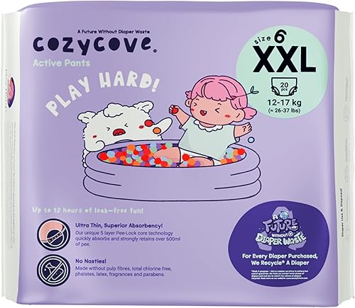 Cozycove Pantalones de entrenamiento, pañales Play Hard Slim Active Pants talla 6 (26-37 libras), 1 paquete de 20 unidades