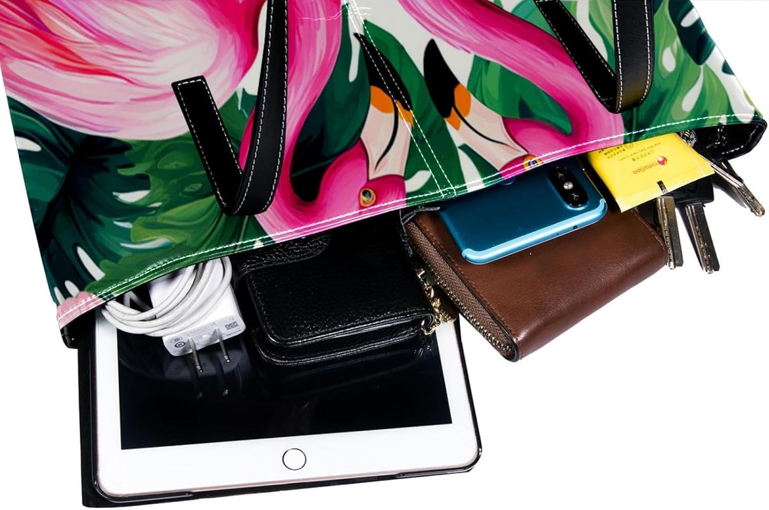 [YTYVAGT] 女性用財布、トートバッグ美学、レディーストートハンドバッグ,熱帯のヤシの葉の花