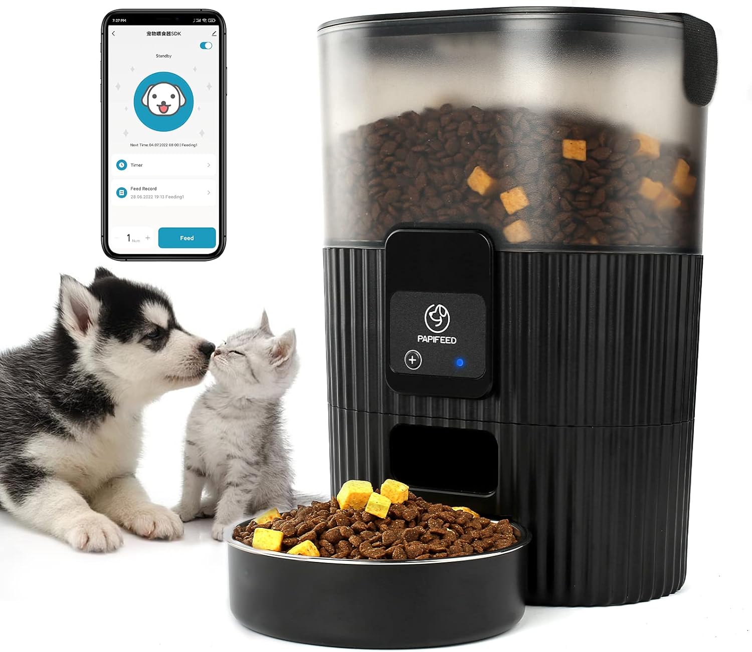 PAPIFEED Automatic Cat Feeder with APP Control 2.4G WiFi Pet Smart Dry