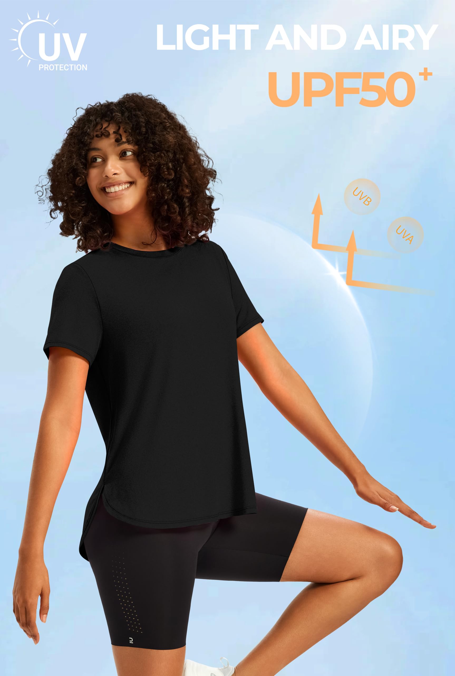 NIASHOT Workout Tops for Women Activewear Short Sleeve Shirts Gym Clothes Pilates Running Yoga Tops UPF 50+ Quick Dry — view 4