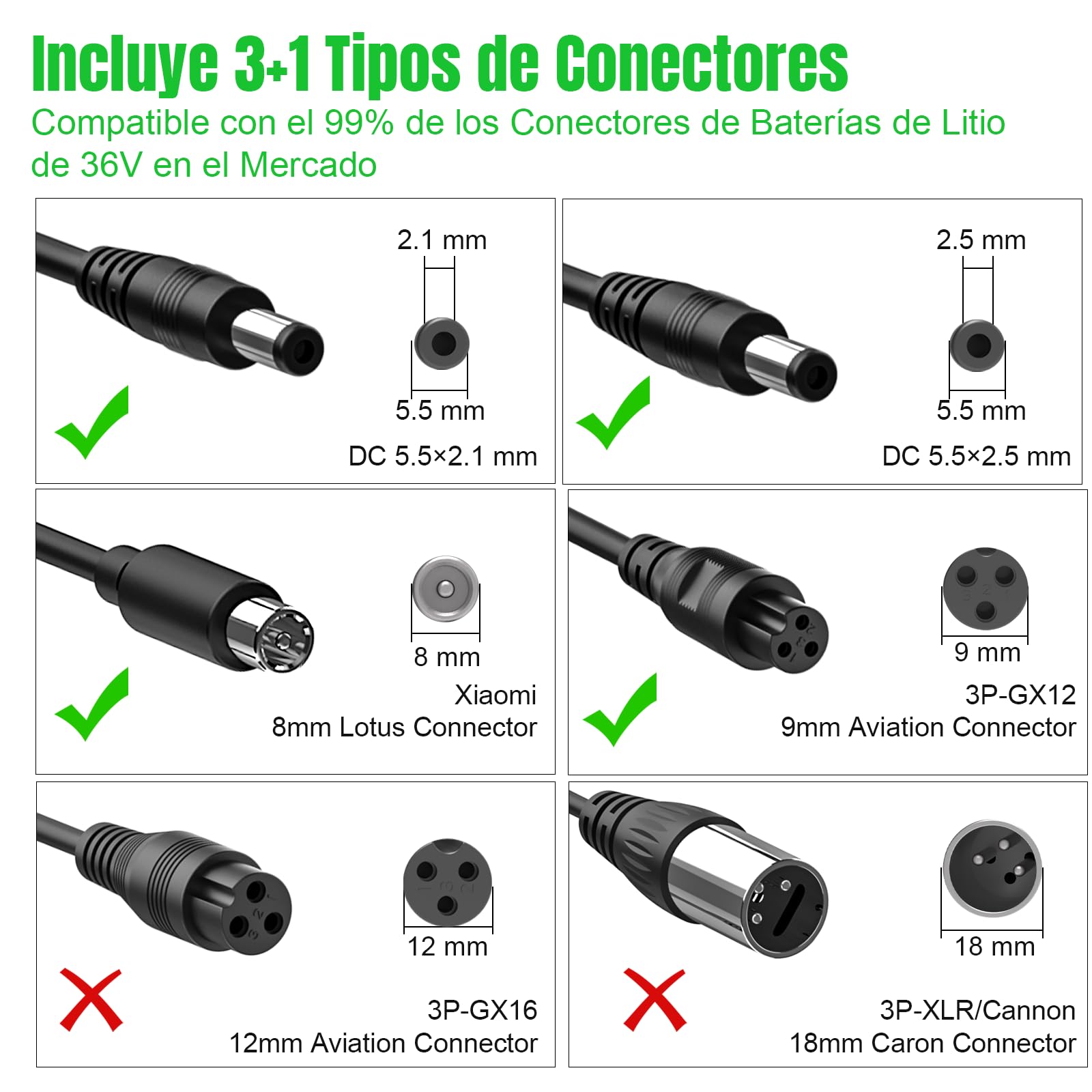 Chargeur Universel Trotinette Électrique 36V 2A - Compatible Ninebot, Xiaomi - 4 Connecteurs