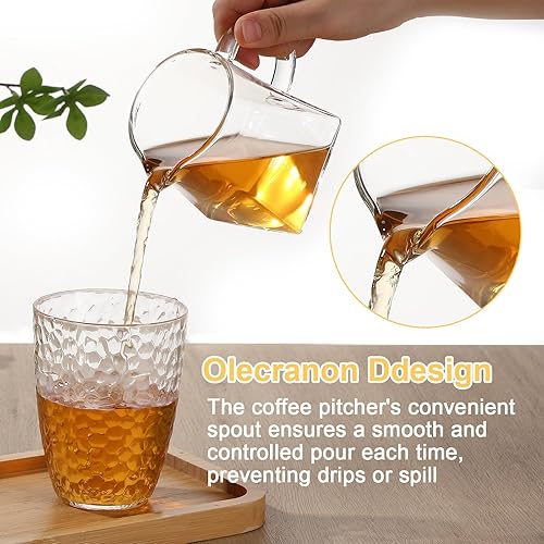 Miniatura 4 de 10 jarras cuadradas de vidrio de 11.8 onzas, jarra pequeña de vidrio para espumar leche, resistente a altas temperaturas, taza espumadora de leche