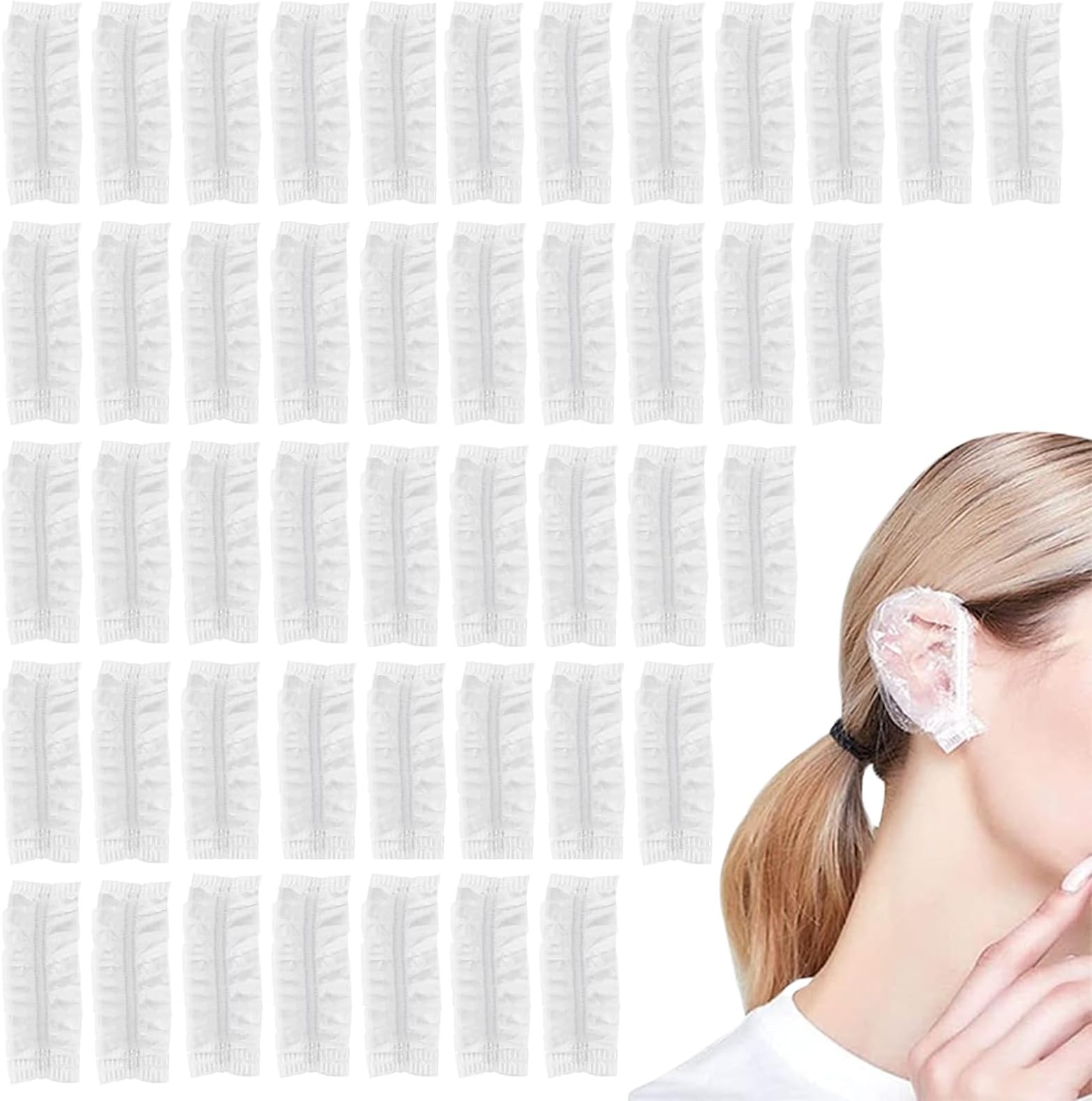 200 Pack Disposable Ear Protectors Clear Ear Covers for Shower Waterproof Shower Ear Cover, Clear Disposable Ear Protectors for Hair Dye, Shower, Bathing, Salon, Spa, Home, Hotel