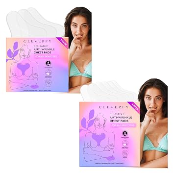 CLEVERFY Silicone Chest Wrinkle Pads for Decollete - 3 x 6 T-Shape