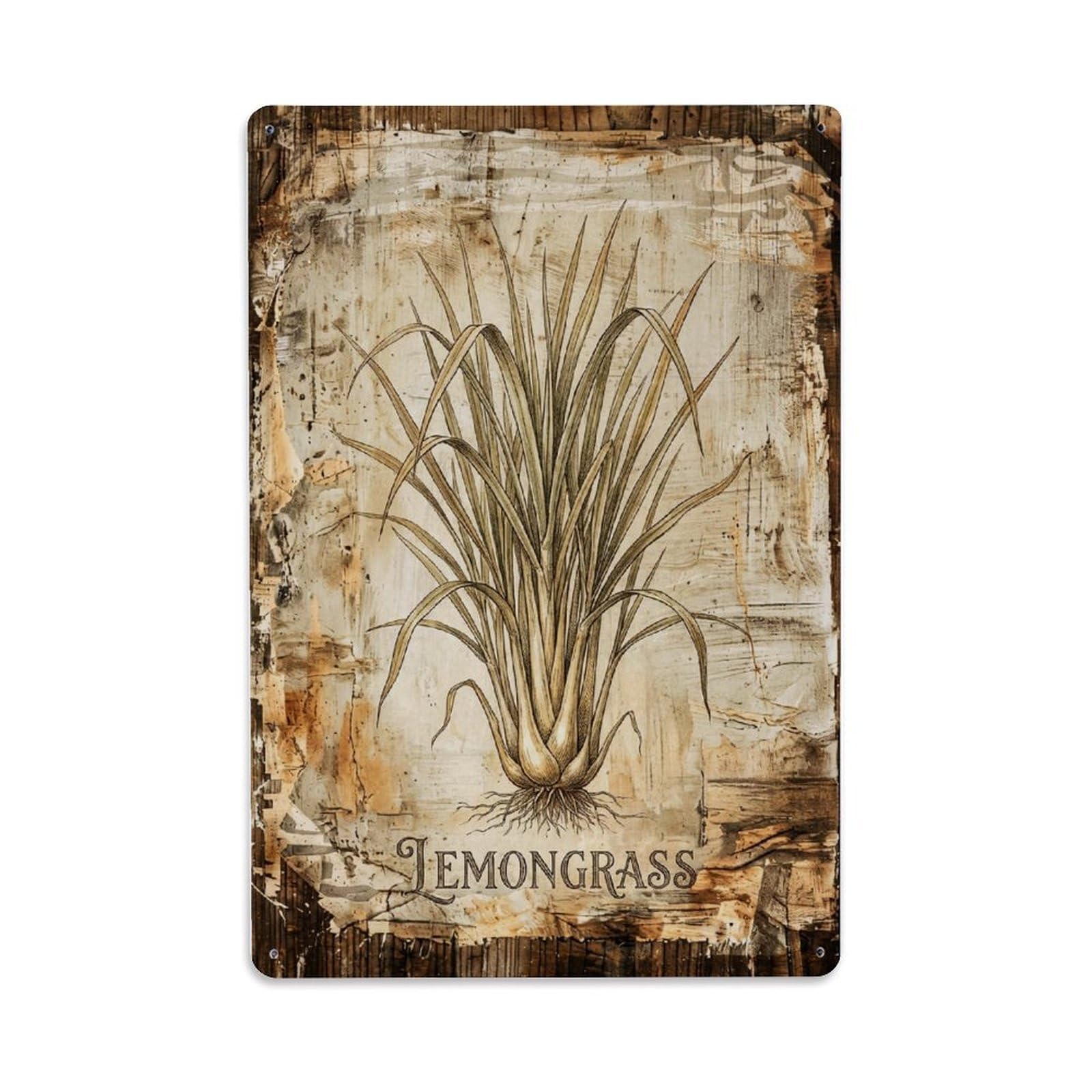 Fqnyr Style Lemongrass Herb Tea Metal Tin Sign Plaque Wall Decor For Cafe, Club Bar, Office, Home Garden Metal Poster 8X12inch