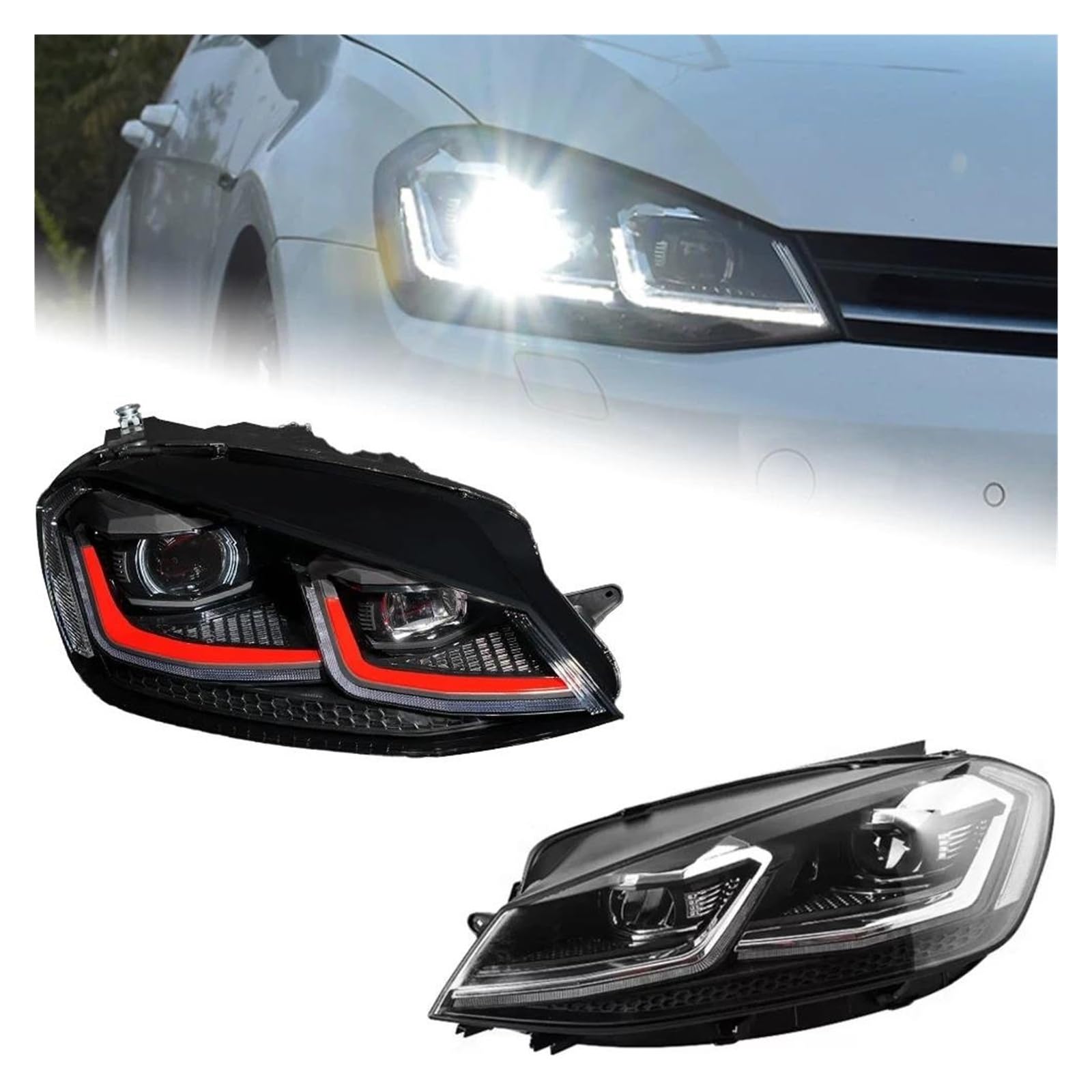 Headlamp Car Styling For VW For Golf 7 MK7 LED Headlight For Golf7.5 For LINE Design DRL Hid Dynamic Signal Head Lamp Bi Xenon Beam Accessories Front Headlight(B Headlight LED)