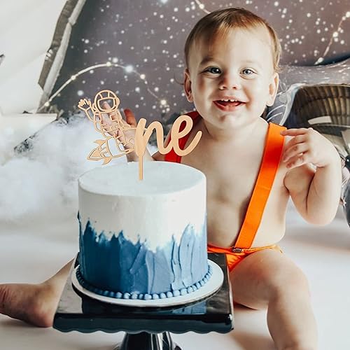 Miniatura 4 de Bandera de pastel de fiesta de cumpleaños One in A  Decoración de pastel de fiesta de primer cumpleaños  Bandera azul de bebé  Los mejores