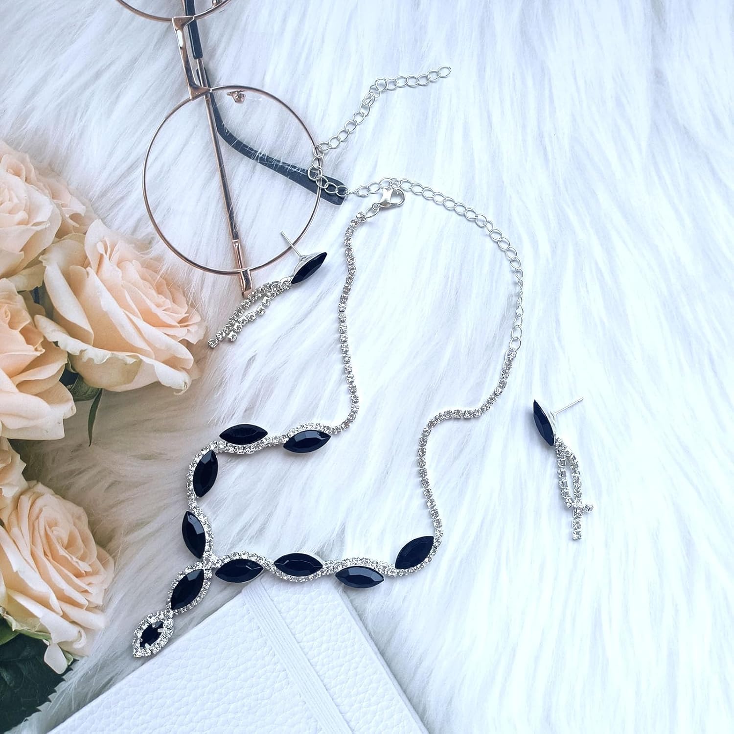 Smaragdgroene bruiloftketting Bruid statement oorbellen ketting armband set partij sieraden set Smaragdgroene bruids SET Smaragdgroene sieraden XY1 - België