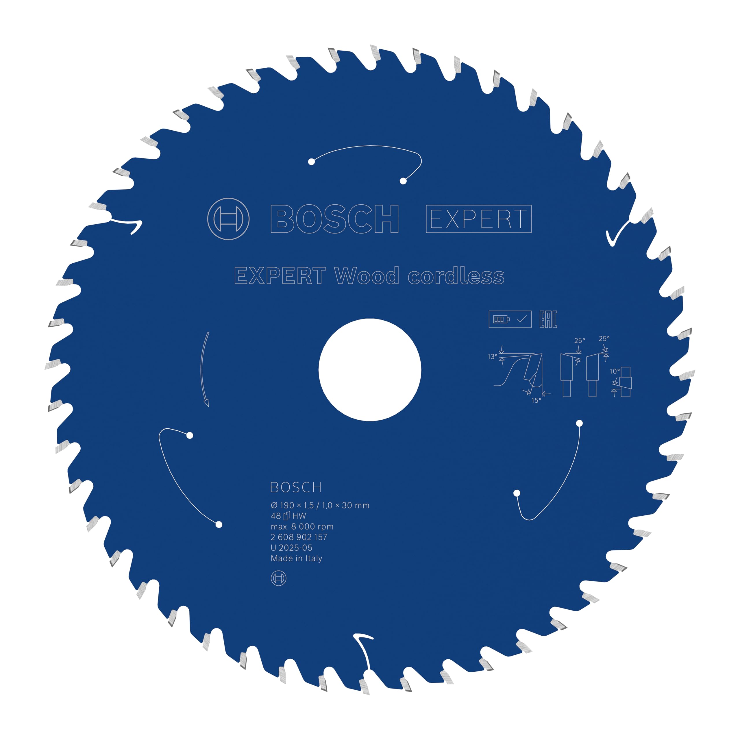 Bosch 1x Lama per sega circolare EXPERT Wood cordless per sega circolare portatile (per Legno tenero, Legno duro, Ø mm, Professional Accessorio Seghe circolari a batteria portatili)