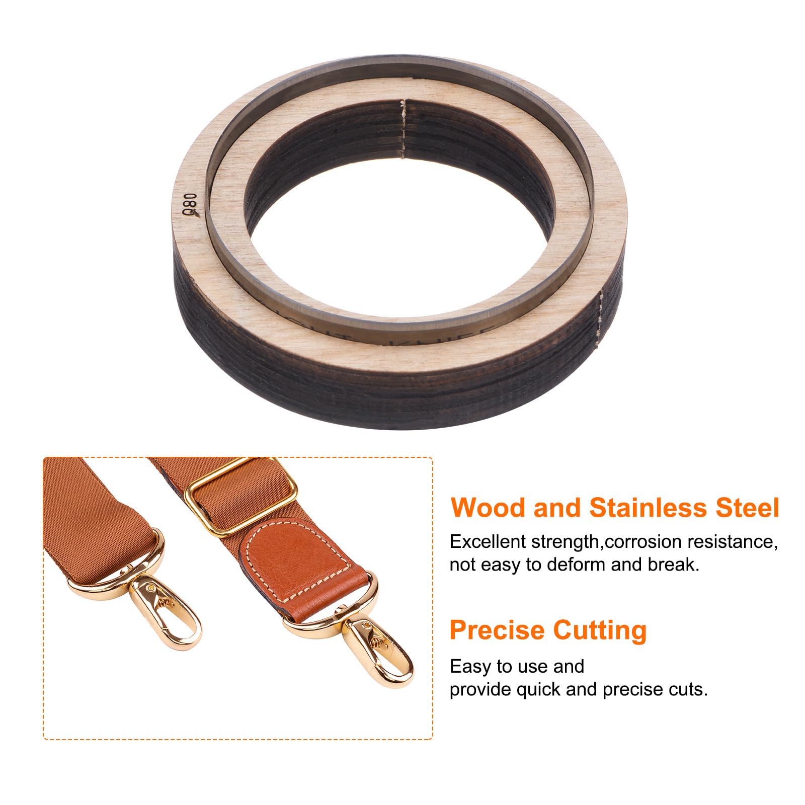 QUARKZMAN Taglio Pelle Fustellatrice 3.1" Dia Fustella Metallo Pelle Taglio Circolare Acciaio Inossidabile Stampi Legno Utensile Punzonatura per Creazioni Artigianali Pelle