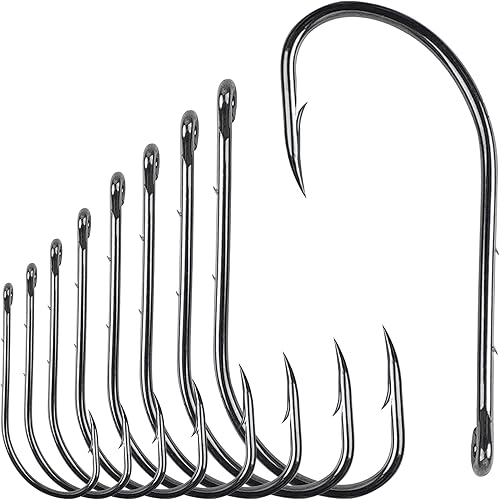 Cebo anzuelos de pesca, 110 anzuelos de pesca de caña larga, anzuelos de pico de púas con 2 púas de acero al carbono negro, anzuelos de pesca