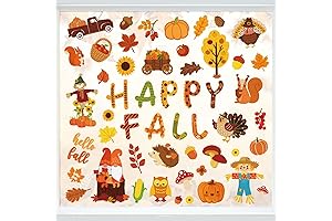 Whaline Fall Window Clings for Kids - Autumn Cute Cartoon