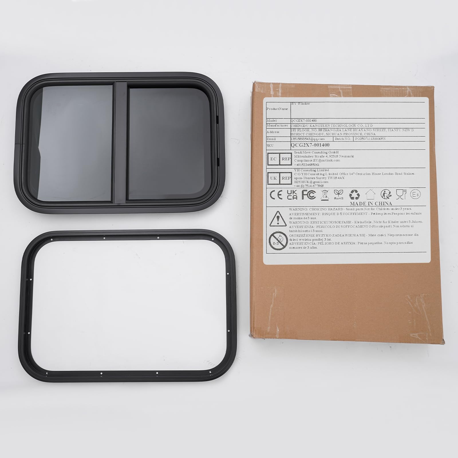 Finestra a ghiera colorata per camper 380 x 560 mm, per roulotte, finestre laterali verticali, in vetro temperato, finestra di ventilazione per camper e camper