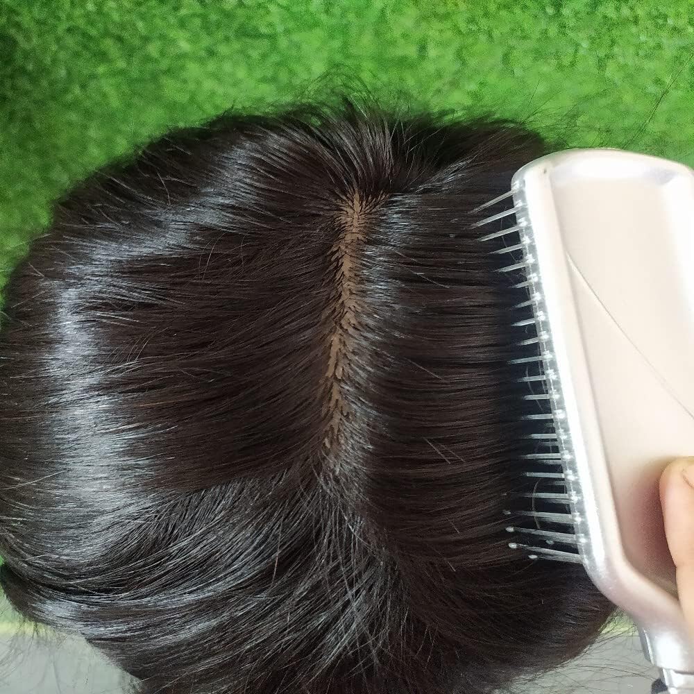Golden Miraj 3 Layer Skin Base Hair Patch for Men-Natural Looking Slik Base Hair System/Patch/Toupee/Wig/Piece,Non Surgical Hair Replacement Solution-Slik Base Patch | Look like Natual Scalp (10x7)-image-14