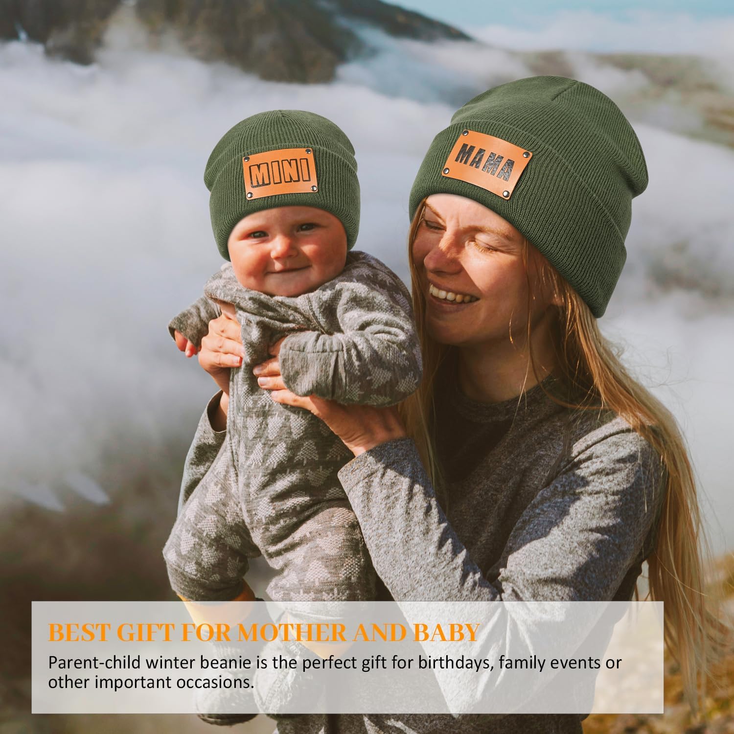 Parent-Child Beanie Hat,Mother & Baby Daughter/Son Winter Warm Knit Hat,Kids Soft Beanie Cap - Image 2