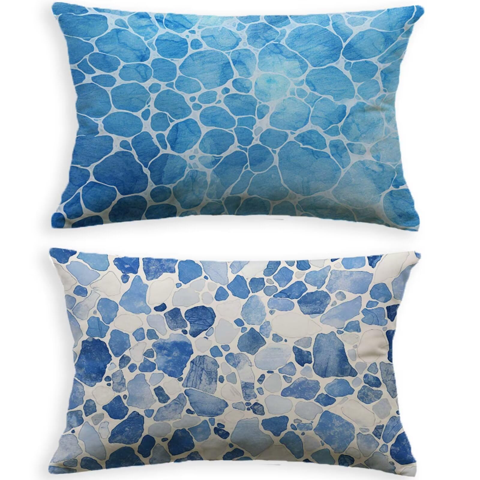 Housse de coussin bleu 60x90cm lot de 2 taies lavables en velours pour rénover votre décoration