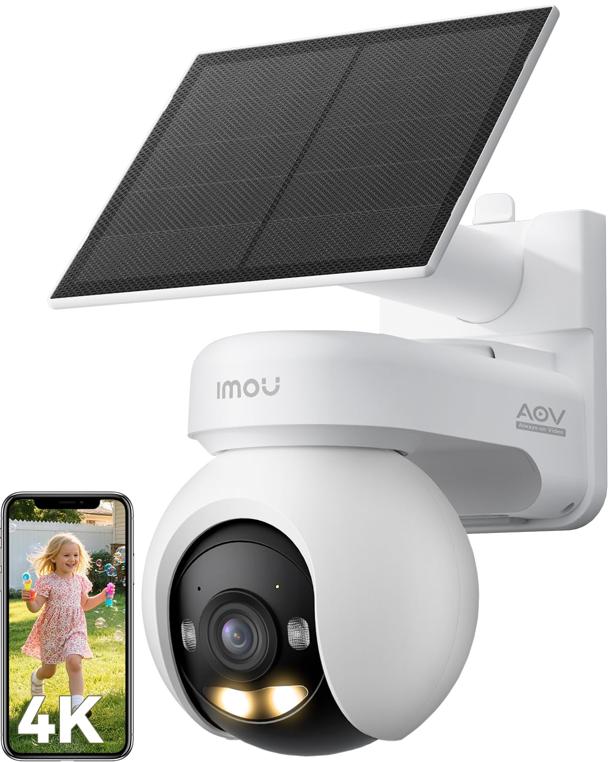 Imou 4K Cámara Vigilancia WiFi Exterior Solar Sin Cables, Batería 10000mAh | Grabación AOV 24/7, Visión Nocturna en Color, WiFi 2.4G/5GHz, Detección de Personas/Vehículos, Seguimiento Automático