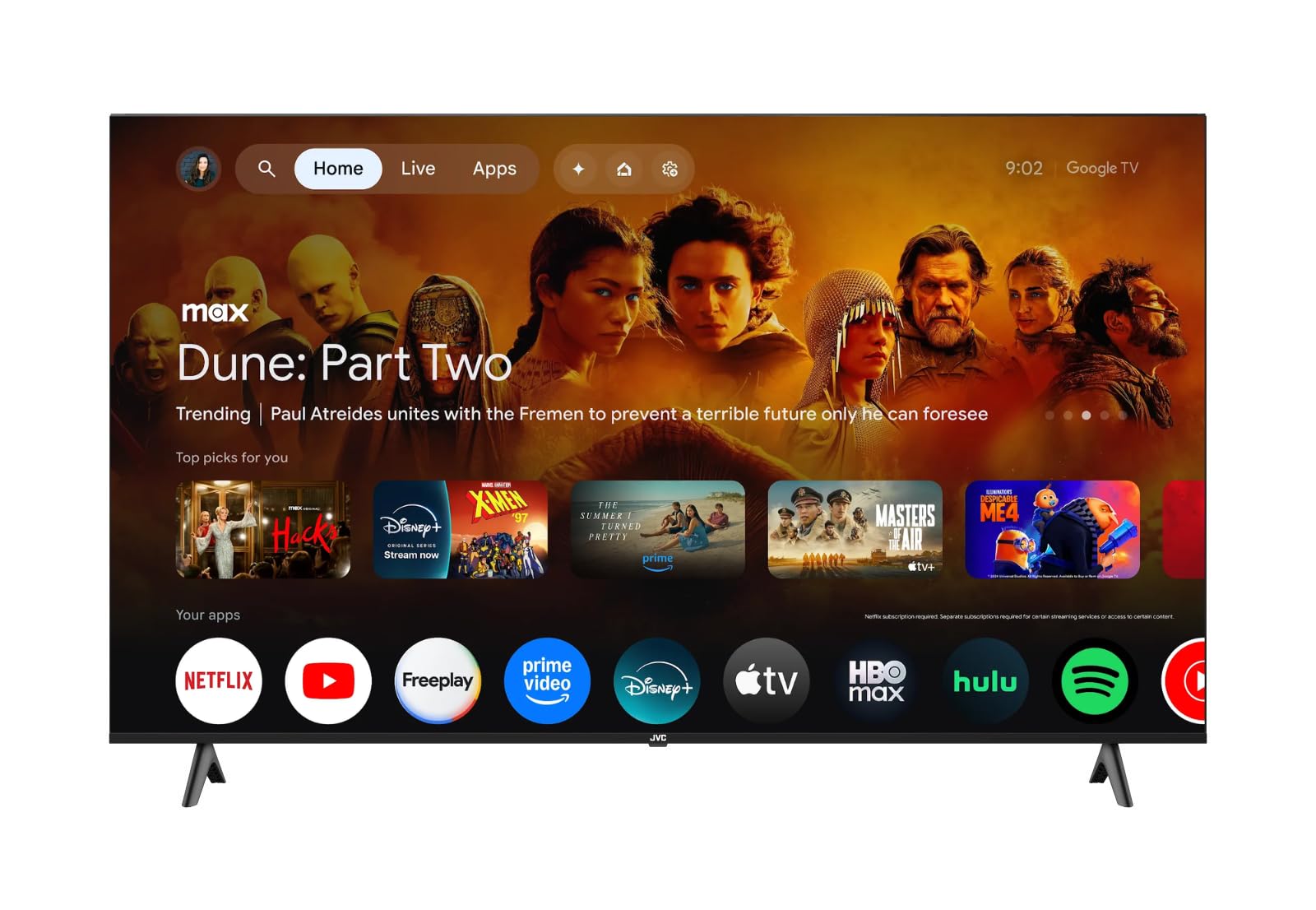 JVC 70 Inch 4K UHD Smart TV Edgeless Official Hey Google, Netflix