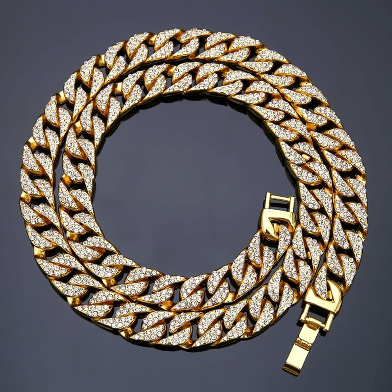 Collar para Hombre Cadena,Cadena de Colgante 50-75CM Cadena Cubana Circonita Blanca Collar Cadenas Aleación Cadenas Collar Color Oro